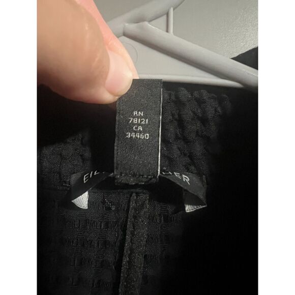 Eileen Fisher Petite Cotton Tencel Stretch Waffle Grid Jacket Black Large Petite - Picture 6 of 9